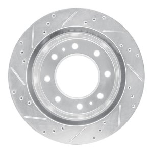 Chevrolet Suburban 3500 HD Brake Rotor (1) - Rear Right - R1 Concepts - Drilled & Slotted - Silver - `11-`25